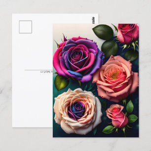 Roses, flowers, Postcrossing Postcard