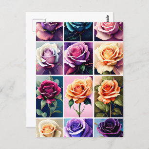 Roses, flowers, Postcrossing Postcard