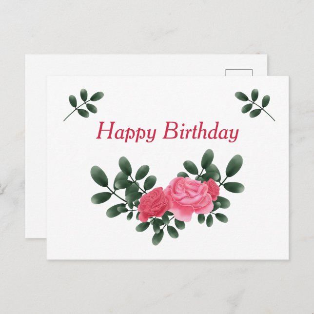 Roses for Birthday Postcard (Front/Back)