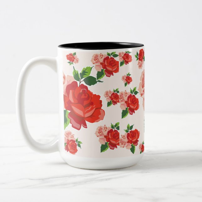 Roses For U Two-Tone Coffee Mug (Left)