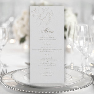 Roses Formal Modern Classic Ivory Elegant Wedding Menu