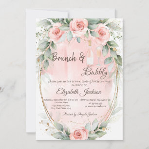 Roses,Frame Brunch & Bubbly Bridal Shower  Invitation