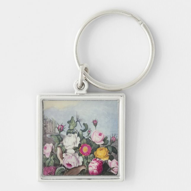 Roses, from 'The Temple of Flora' Key Ring (Front)
