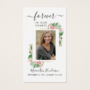 Roses Funeral Memorial Photo Sympathy Prayer Card