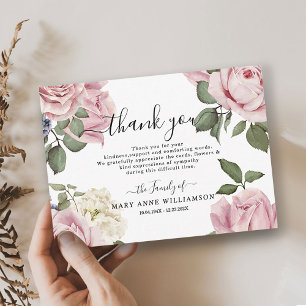 Roses Funeral Thank You Card