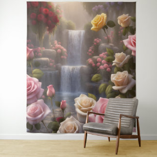 Roses Garden Waterfall The Floriography Customised Tapestry