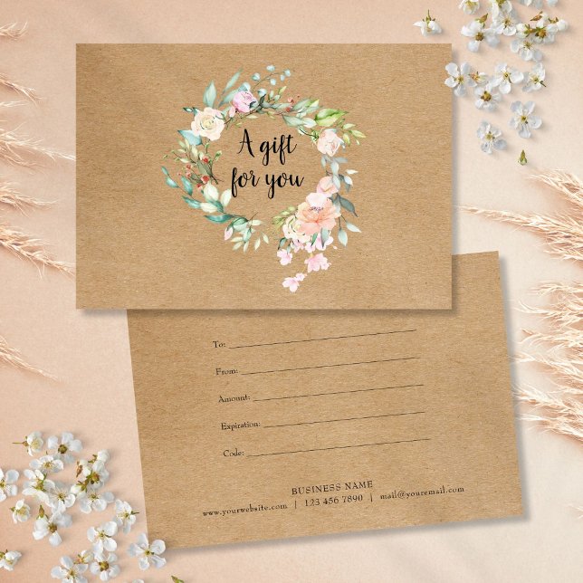 Roses Garland Rustic Kraft Gift Certificate (Roses Garland Rustic Kraft Gift Certificate)