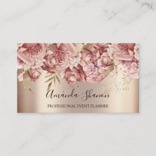 Roses Gold Event Planner QR CODE Logo  Business Card