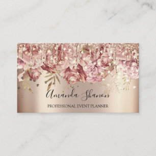 Roses Gold Pink Confetti Drip QR CODE Logo  Business Card
