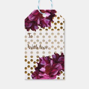 Roses, Golden dots Custom  Gift Tags