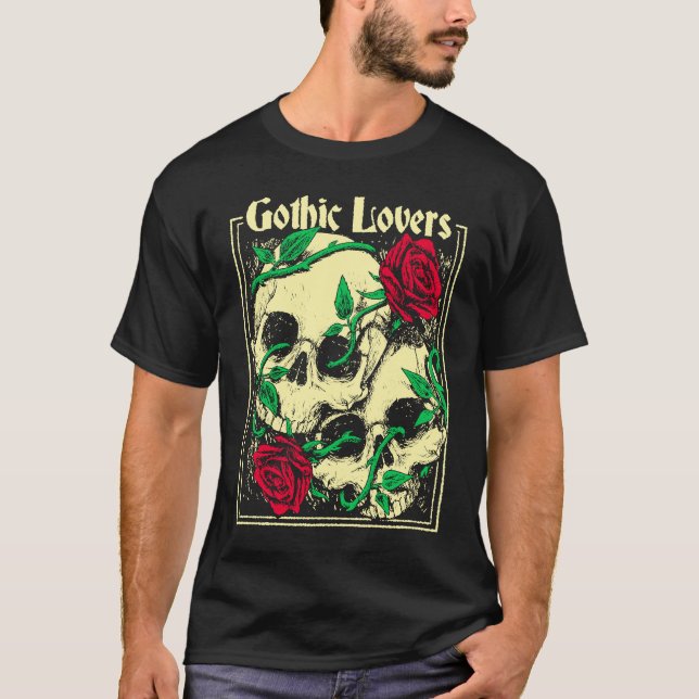 Roses Gruft Goth Cult Love Skull T-Shirt (Front)