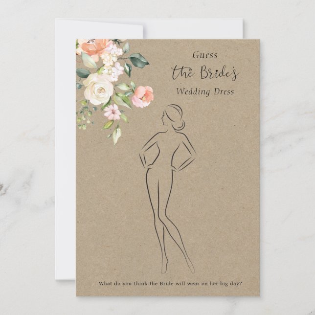 Roses Guess Dress Bridal Shower Game Invitation (Front)