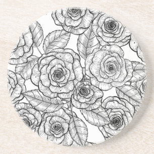 Roses hand drawn pattern coaster