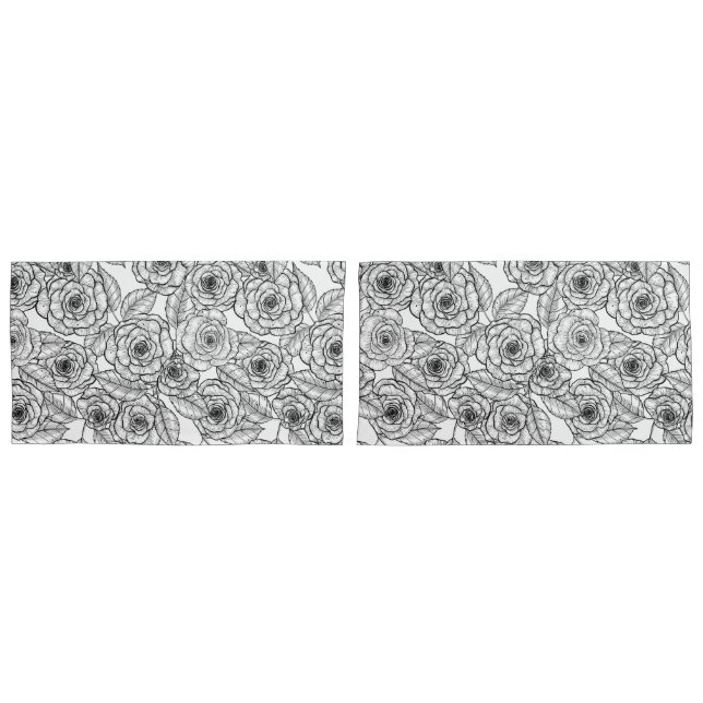 Roses hand drawn pattern pillowcase (Front-Set)