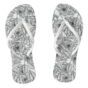 Roses hand drawn pattern thongs