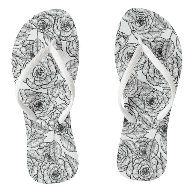 Roses hand drawn pattern thongs (Footbed)