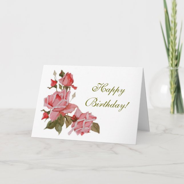 Roses, Happy Birthday! Card (Front)