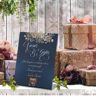 Roses & Heart Cards & Gifts - Dark Blue Pedestal Sign