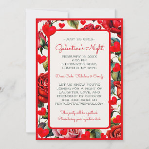 Roses & Hearts Galentine's Night Party Invitation