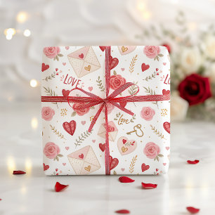 Roses Hearts Letters Valentines Day Tissue Paper