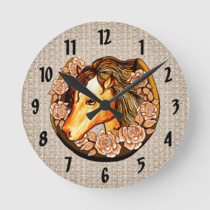 Roses Horse custom name Clock