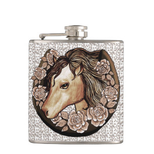 Roses Horse Flask