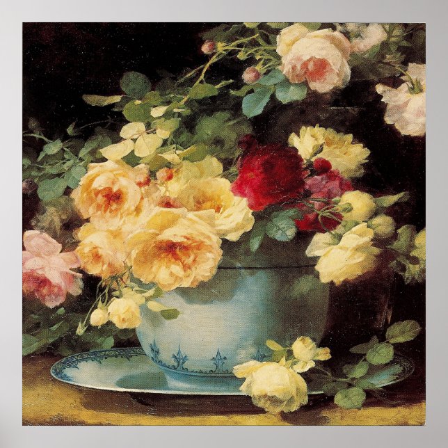 Roses in a Blue Bowl Poster (Front)