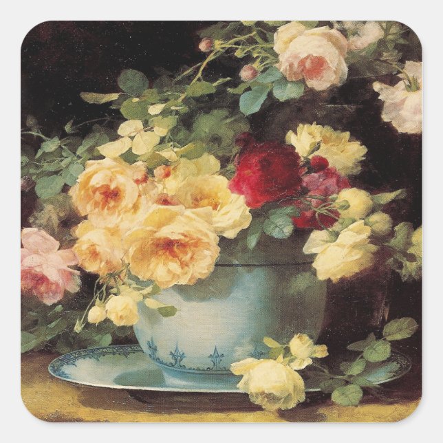 Roses in a Blue Bowl - Sticker (Front)