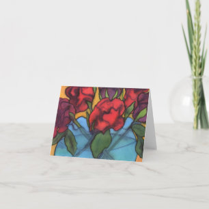 Roses in a Blue Vase Notecard