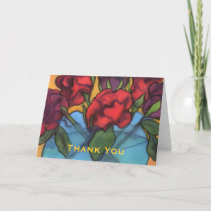 Roses in a Blue Vase Thank You Card
