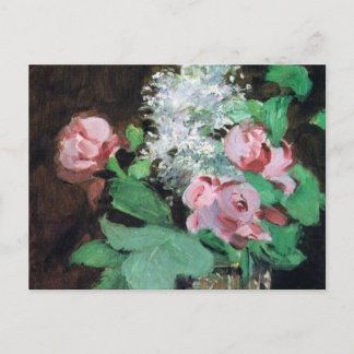 Roses in a Crystal Vase Bridal Postcard
