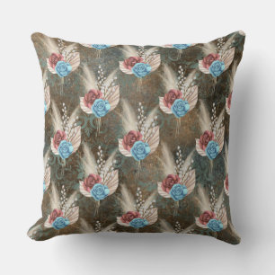 Roses in a Fleur De Lis Background Cushion