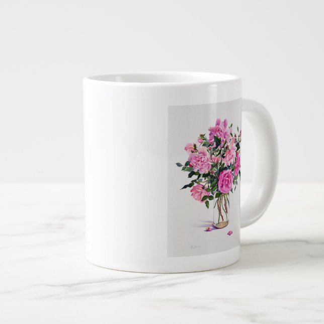 Roses in a Glass Jar Large Coffee Mug (Front Right)