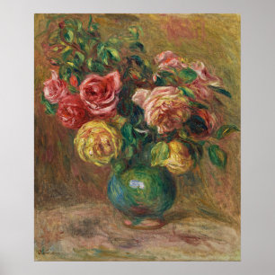 Roses in a Green Vase by Pierre-Auguste Renoir Poster