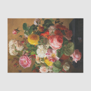 Roses in a Vase by Aghate Pilon, Floral Art Tissue Paper