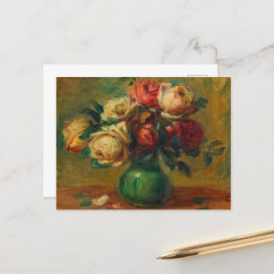 Roses in a Vase by Pierre-Auguste Renoir Postcard