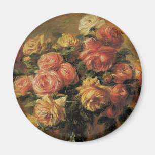 Roses in a Vase by Pierre Renoir, Vintage Fine Art Magnet