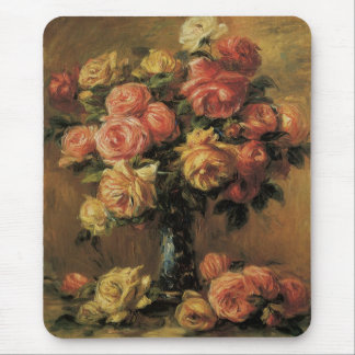 Roses in a Vase by Pierre Renoir, Vintage Fine Art Mouse Pad