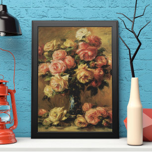 Roses in a Vase by Pierre Renoir, Vintage Fine Art Poster