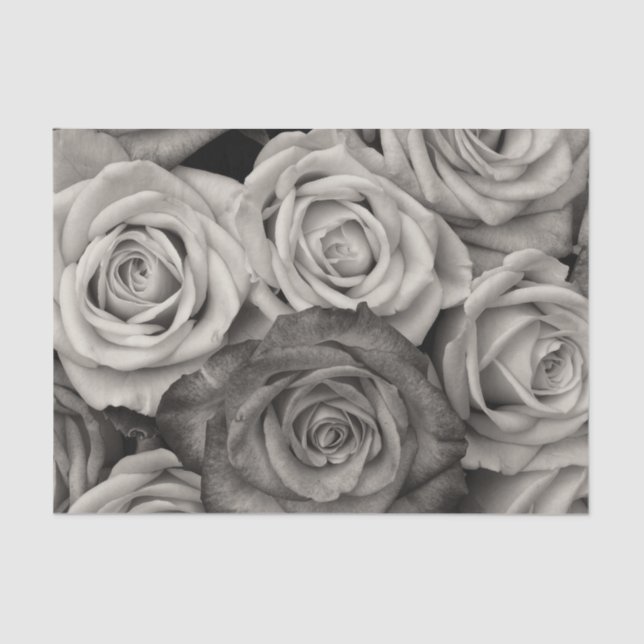 Roses in Black & White Decoupage Tissue Paper (Front)