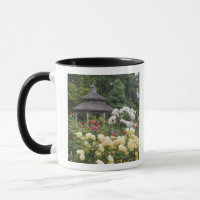 Roses in bloom and Gazebo Rose Garden at the