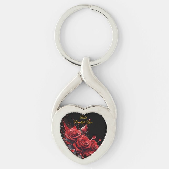 Roses in Bloom - Elegant Birthday Key Ring (Front)