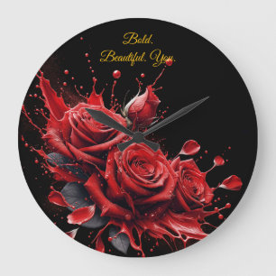 Roses in Bloom - Elegant Birthday Large Clock