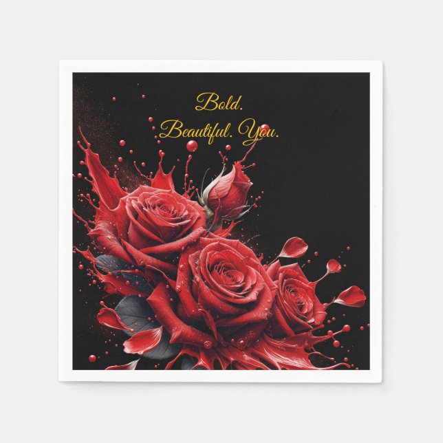 Roses in Bloom - Elegant Birthday Napkin (Front)