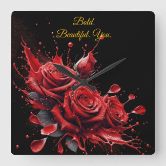 Roses in Bloom - Elegant Birthday Square Wall Clock