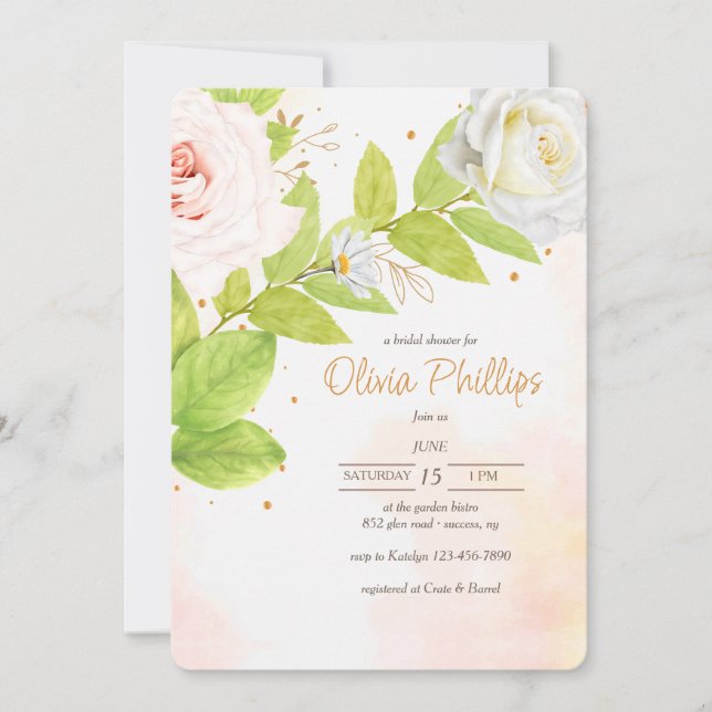 Roses in Bloom Shower Invitation (Front)