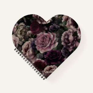 Roses In Burgundy And Pink Vintage Botanical Notebook