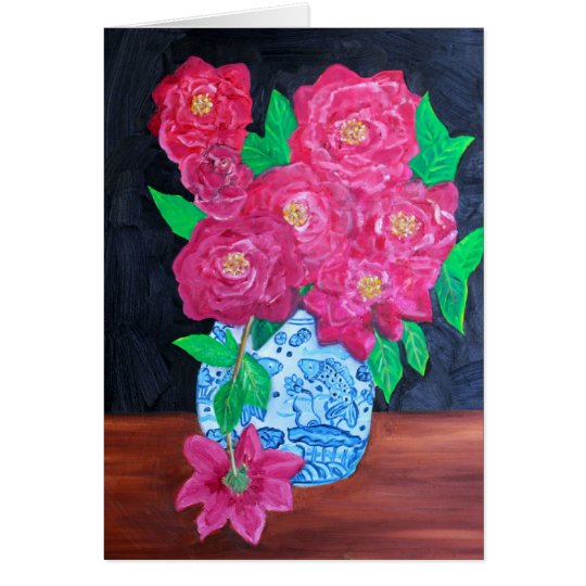 Roses in Chinese Vase Card