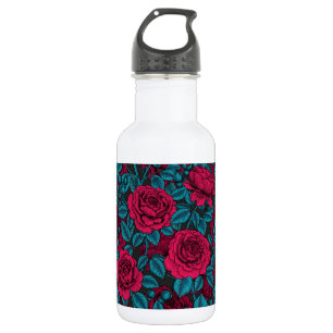 Roses in red and blue 532 ml water bottle