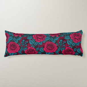 Roses in red and blue body cushion